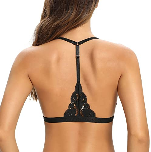 SHEKINI Sujetador de Gancho Delantero Bralette de Triángulo de Encaje para Mujer