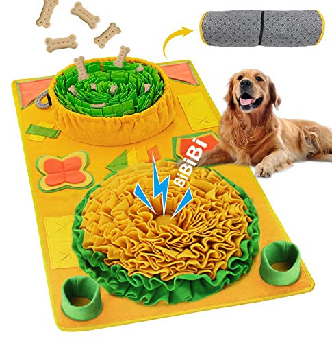 BORUIT Schnüffelteppich für Hunde Groß, Schnüffeldecke Schnüffelmatte, 9 Trainingselemente Interaktives Spielzeug für Haustier, Intelligenzspielzeug für Hunde Katzen-80x49cm