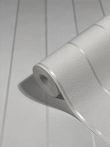 marburg Tapete Weiß Grau Streifen Modern für Wohnzimmer Schlafzimmer Made in Germany 10,05 x 0,53m