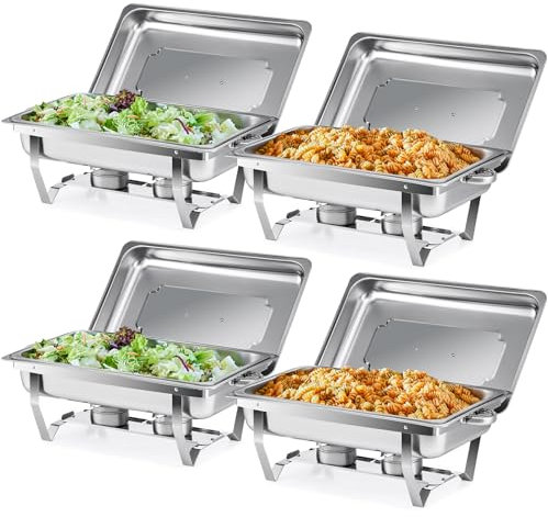Wilprep 4PCS Calentador de Buffet de Acero Inoxidable con Bandeja de Calefacción 9L para Ollas de Calefacción