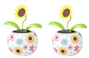 2 pz girasole colorato solare danzante fiore solare danzante giocattoli solari, alimentato a energia solare, giocattolo oscillante animato ballerino giocattolo ufficio scrivania auto decorazione per
