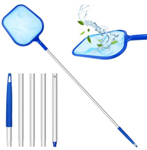 Retino per Piscina Pulizia, Retina Raccogli Foglie,Retino Piscina con Rete a Maglia Fine Leaf Skimmer Rete Pulita per Piscina con Manico Alluminio per Foglie e Detriti Piscina Rake 1.56M