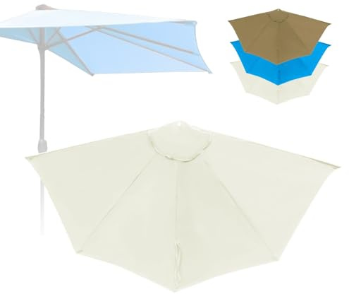 IMUNKT Toldo De Repuesto para Media Sombrilla 270cm 5 Varillas, Cubierta De Parasol De Repuesto, Tela De Recambio para Sombrilla De Patio(Beige)