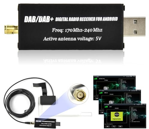 Inefala Car DAB DAB+ Digital Stereo Receiver Adapter Compatible for Most Android Car Radio with USB Digital Audio Transmission with Antenna