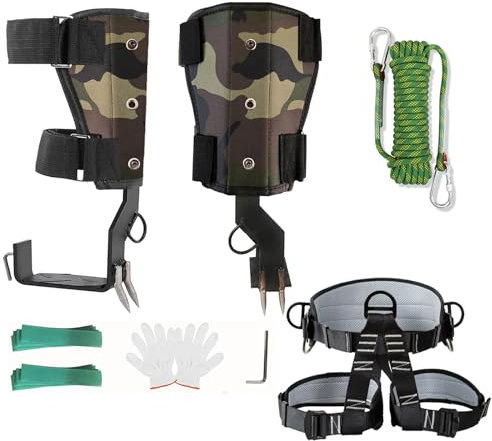 timiland Steigeisen Baumklettern, Baumklettern Ausrüstung mit 2 Zahnrädern, Baumklettern Schuhe für Baumklettern, Holzfällen, Obstpflücken und andere Aktivitäten(Tarnung)