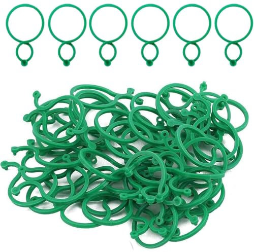 MaoNativey 200 Pezzi Clip per Piante - Anelli di Sostegno per Piante Rampicanti, Viti e Pomodori - Attacchi da Giardino in Plastica Verde per Piante, Rampicanti e Piantine