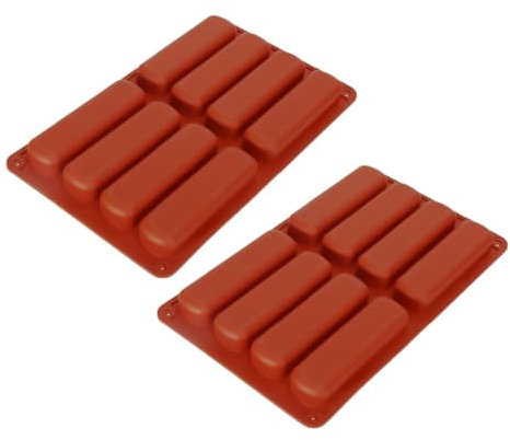 Set di 2 Stampi in Silicone per Barrette Energetiche, 8 Cavità Rettangolari per Cioccolato, Muesli, Brownies, Torte e Pane, Materiale Antiaderente, Resistente a Calore e Freddo