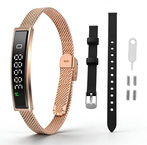 Dpofirs Smart Band Fitness Tracker, con Bluetooth 5.3, Fotocamera Remota, Monitor del Sonno, Contatore a Gradini, Tracker Calorico, Braccialetto Intelligente per Telefono (GOLD)