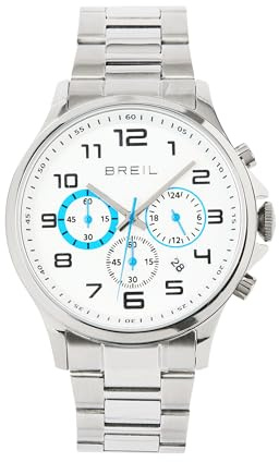 Breil, Collezione Roulette, Orologio Uomo, Cronografo in Acciaio Lucido, Quadrante Opaco con Dettagli, Lunetta con Cristalli, Bracciale Maglie Sagomate, WR 5 ATM, Cassa 43 mm
