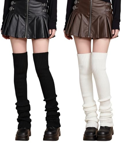 2 paires de jambières 70cm, chaleur extra-longue, pour chaleur hivernale, superposables et ajustables, protection des articulations, style Y2K, jambiere femme, guetre