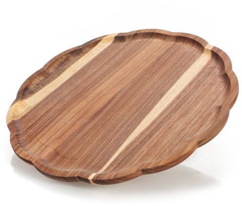 com-four® Tablett aus Akazienholz - rundes Deko-Brett - Serviertablett für Tischdekoration - dekorative Holzablage - Servierplatte für Snacks, Käse, Wurst