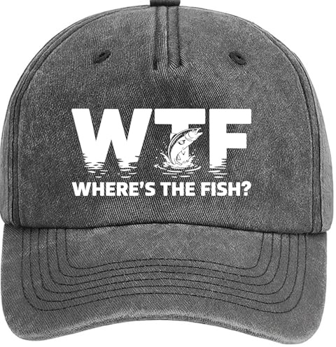 WTF Where's The Fish Vintage Baseball Cap - Fishing Hat | Fisherman Hat Ideal for Outdoor Adventures, Durable and Comfortable Fishing Gifts