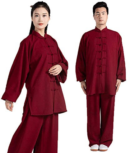 FLY FLU Herren Tai Chi Kleidung, Unisex Chinesische Traditionelle Kampfkunst Tai Chi Uniform Kung Fu Kleidung Wushu Anzug - Für Männer Und Frauen,WineRed-XXXL