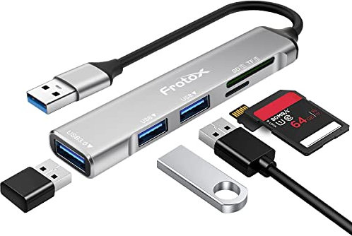 Lettore Schede SD/Micro SD, 5 in 1 Hub USB con Lettore di Schede SD TF, 1 USB 3.0, 2 USB 2.0, Mini Adattatore USB per PC, Laptop, SD/Micro SD/TF/SDHC/SDXC/MMC Ecc