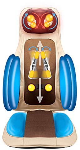 KOHARA Massaggiatore Shiatsu per il collo e la schiena, cuscino per la seduta della sedia da massaggio con funzione termica, cuscino per sedile massaggiante completo con vibrazione