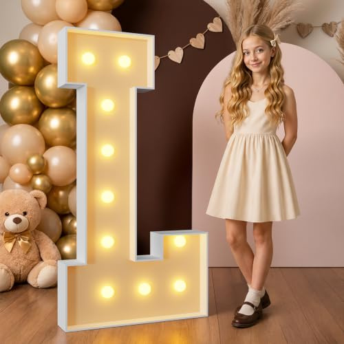 Mixifox 120cm Amarillo Letras Luminosas Grandes, Letra L