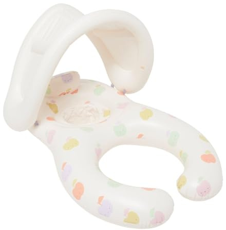 Sunnylife Float Together Baby Seat with Canopy | Inflatable Infant Pool Float, Soft Leg Cradles & Headrest | Non-Toxic Phthalate-Free PVC | Fits 24–33 lbs | Apple Sorbet