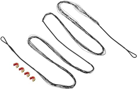 PATIKIL Sostituzione Corda per Arco con 4 Punti Nock per Amo 64, 14 Fili Corda per Arco Lungo Tradizionale Recurvo, Nero