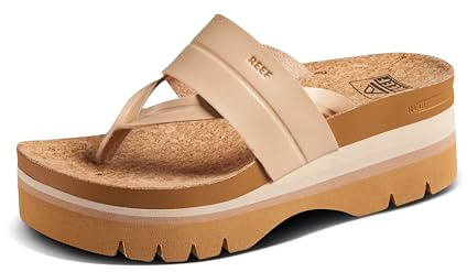 Reef Vista Higher Savanah Womens Fashion Platform Sandal, Soft Cushion Footbed, Arch Support, Seashell, 8