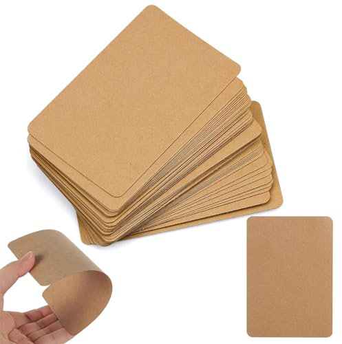 40 Pcs Kraftpapier Karten, Blanko Postkarten, Blanko Karten Blanko für DIY, Naturkarton Pappe Blätter aus Kraftkarton zum Drucken, 14,8 x 10,5 cm Karten Kraftpapier