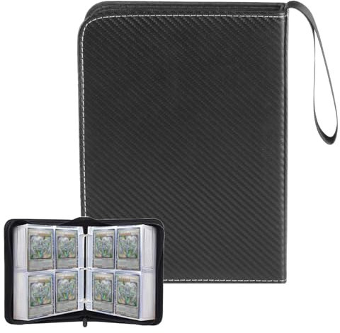 Trading Card Binder, Cards Holder Albums, Card Binder Folder Book Cards Albums, 50 Pages & Removable Sleeves Pages & Zipper, Holds Up to 400 Cards, Collectible Card Albums for Game Cards
