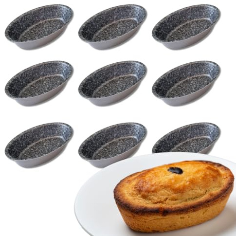 Sunrise 9 st pasticciotti Leccesi kakskärare i aluminium, non-stick, ovala formar, 10,5 x 7 cm, för ugn och fritös (9)