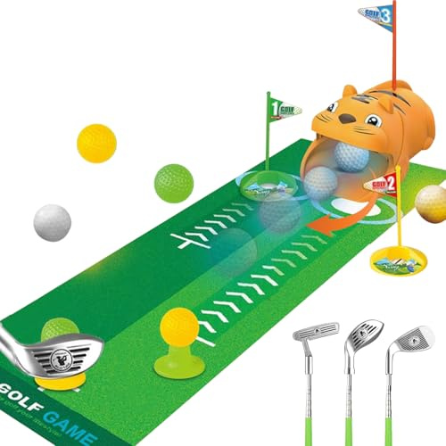 Minigolf Set Spielzeug für Kinder, Golf Spielzeug Set, 18PCS Indoor Outdoor Golfkoffer Spiel Set mit 3 Golfschläger, 8 Golf Bälle, Putting Matte Spielzeug für Jungen,Sportspielzeug,Geschenk für Kinder