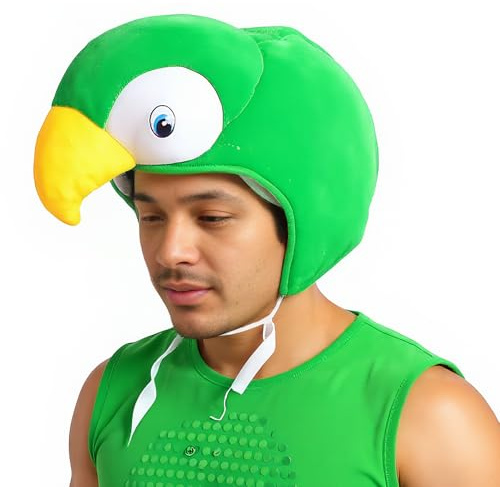 JIAHG Adults Parrot Costume Hat, Bird Cap, Plush Velvet Animal Hat Hood, Novelty Fancy Dress Headwear for Cosplay Halloween Carnival