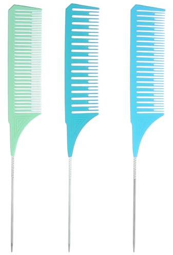 HJZHII Peigne à mèches 3 tailles Peigne à cheveux avec manche Peigne de coiffure pour salon de coiffure Mèches Kit poudre décolorante Ensemble peigne de coloration professionnel
