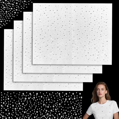 4 hojas de diamantes de imitación para planchar, pegatinas de estrás con purpurina, planas, redondas, para ropa, vaqueros, bolsos y manualidades (1,8 mm, 3,5 mm)
