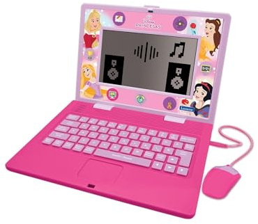 Lexibook, Disney Princess, Bilingual and Educational Laptop SPANISH/ENGLISH, Toy for Children, 170 Activities to Learn, Play Games and Music, Large Screen, Pink, JC599DPi2LXB