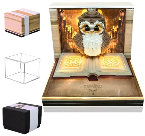2026 Nzkeuf 3D Paper Sculpture Owl Calendar, Creative HP Themed Desk Calendar, Weekly Planner with 3D Design, Owl Shaped Sticky Notes Organizer, Gift for Student, Office, and Collector