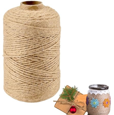 500m*2mm Ficelle Jute, Corde de Jute, Ficelle, Corde Decorative, pour Jardinage, Décoration de Mariage, Arts Créatifs DIY et l'Emballage Cadeau