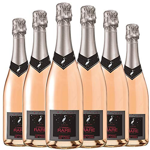 L'Oiseau Rare Crémant de Loire Brut Vin Rose Effervescent AOP 75 cl - Lot de 6