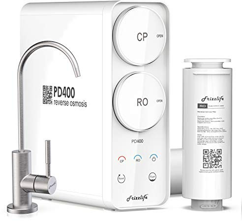 Frizzlife Sistema di osmosi inversa - filtrazione dell'acqua potabile senza serbatoio, Quick Twist Under Sink RO Filtro - 1,5: 1 puro：drenare - Ridurre TDS, Compact Footprint