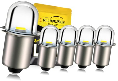 Ruiandsion Upgrade LED Taschenlampen P13.5S Sockel Weiß LED Lampen 3V Ersatz für Scheinwerfer Taschenlampen-Taschenlampen, unpolar (5er Pack)