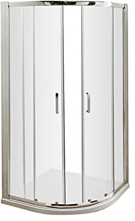 nuie AQU10H3 Pacific Modern Bathroom Easyfit Quadrant Shower Enclosure with Sliding Doors, 6mm Toughened Safety Glass and Round D-Handle, 1000mm, Polished Chrome, 1000 x 1000mm