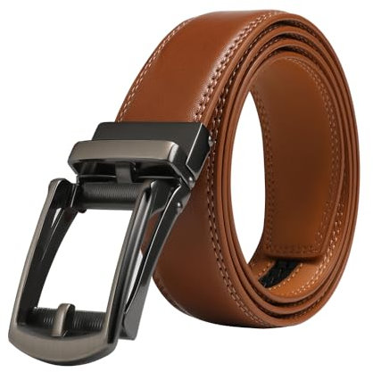 VRLEGEND Ledergürtel Herren Automatik - Verstellbar Anzuggürtel & Jeansgürtel für Männer 3,5cm breit mit Geschenkbox (140cm,Braun)