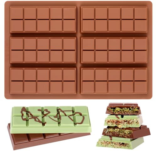 Fimary Stampo per barrette di cioccolato, antiaderente, in silicone per uso alimentare, per pistacchio Dubai, caramelle, snack