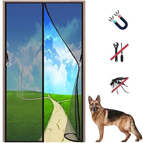 Moustiquaire Porte Fenetre Aimantée Magnetique - 120x180 cm - Magnétique Moustique - Rideaux Anti Mouches pour Porte - Rideaux Toile Insect Ecran - Noir