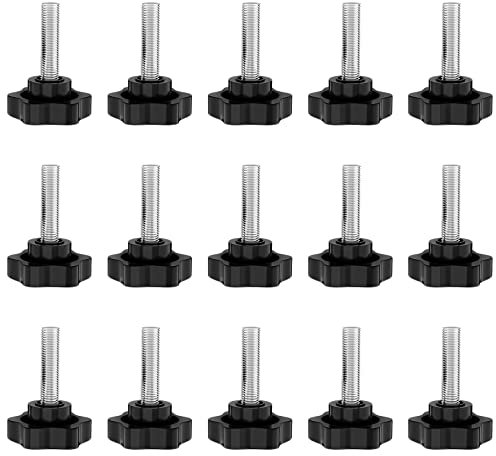 Ksvaye Lot de 15 Vis à Tête étoilée, Vis à Métaux, Vis Papillon M6, Bouton de Serrage à Vis, M6x40mm Vis à Poignée étoilée, Bouton de Serrage M6, Vis de Pouce étoile en Plastique Moletées