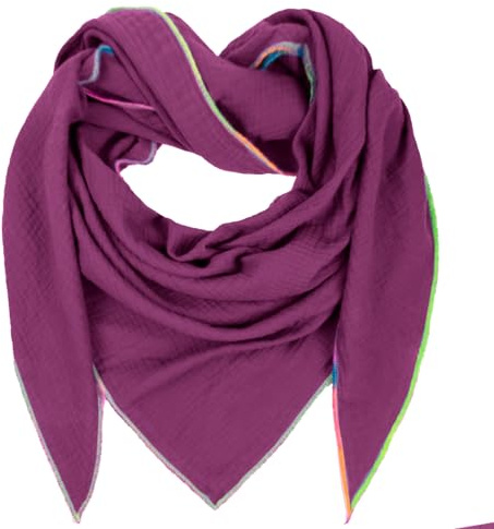 Gloop Foulard triangulaire XXL pour femme - En mousseline de coton - Sans gratter la peau - Fabriqué en Italie - 135 cm × 135 cm × 220 cm, lavande, taille unique