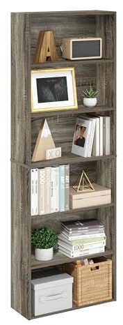 Furinno JAYA Simply Home Free Standing 6-Tier Open Storage Bookcase, French Oak