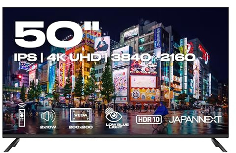 JapanNext Monitor Grande Formato 50” IPS 4K UHD (3840x2160) | HDR | Altoparlanti integrati (8Wx2) | (x3) HDMI 2.0 (x3) USB-A 2.0 | Garanzia 2 anni | JN-i50U
