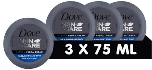 DOVE MEN + CARE Ultra Hydra Cream - Moisturising Effect for Face, Hands, Body - Suitable for All Skin Types, 3 x 75 ml