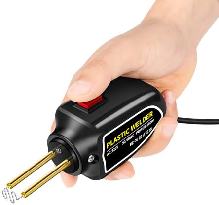 Macchina di saldatura in plastica da 100 W, set di riparazione paraurti auto, cucitrice a caldo con 200 pezzi chiodo saldatore, angolo piatto/esterno/angolo interno/fermagli ondulati, saldatrice in