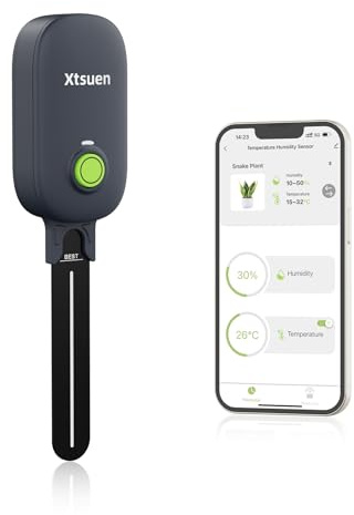 Xtsuen Fuktmätare, växter, golvmätare, trådlös Bluetooth fuktighetssensor, 2 i 1 fuktighetsmätare för golv, trädgård, gräsmatta, krukväxt, vård