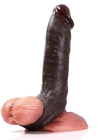 Penis Sleeve Extender mit Cock Ring, Realistischer Penis Gürtel Enhancer, Silikon Penis Verlängerung Hülle für Sex, Große männliche Extender Sleeve, Schwarze Silikon Cock Sleeve, Sex Spielzeug