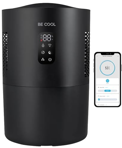 Be Cool Depuratore d'aria 2 in 1 con funzione di sterilizzazione UV, filtro evaporativo, 3 livelli di umidità, indicatore di temperatura ambiente e umidità, timer, modalità aroma e sonno