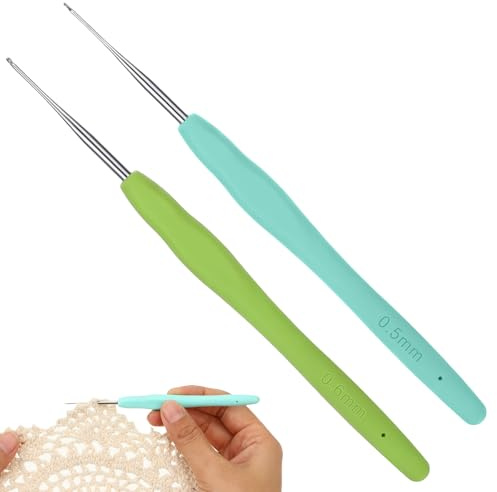 JJUNW Lot de 2 crochets ergonomiques, aiguilles à crochet, crochets à poignée ergonomique, aiguilles à tricoter avec poignée souple pour débutants et amateurs expérimentés